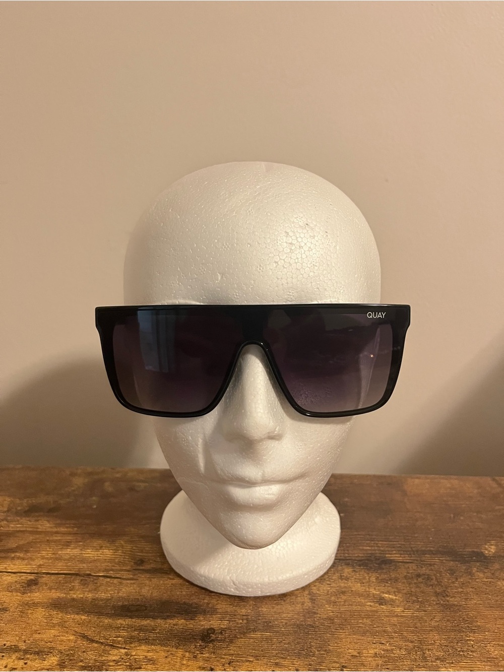 Quay Australia Black Shield Sunglasses with Gradient Lenses